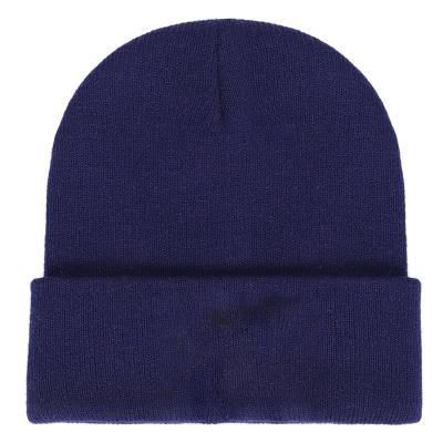 China JOINT Wholesale Custom Beanies Solid Color Unisex Cuffed Woolen Winter Knitted Hat Warm Plain Knit Hats for sale