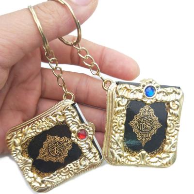 China Simulation Mini Scriptures Keychain Islam Religious Mini Koran Plastic Jewelry Diamond-encrusted and Color-preserving Key Chain Pendants for sale