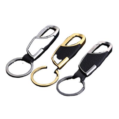 China Black Leather Business Metal Key Chain Mens High Quality Handmade Accessories Logo Creative Small Gifts Car Key Chain for sale