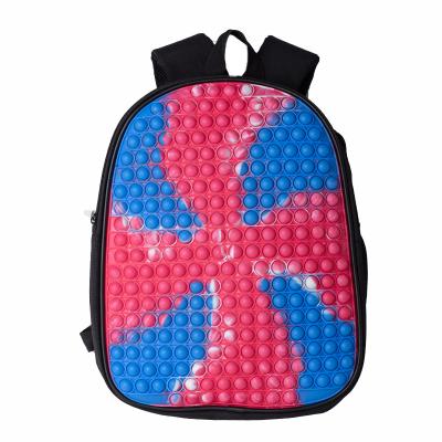 China Zipper Top Bookbags Bookbags Stress Reliever Push Bubble Backpack Cartoon Silicone Silicone Buster Sensory School Bags Toy for sale