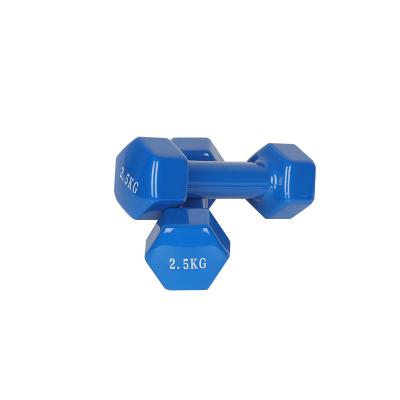 China Factory Supply Bodybuilding 6kg Fitness Vinyl Durable Hexagonal Neoprene Dip Plastic Dumbbell Set For Men for sale