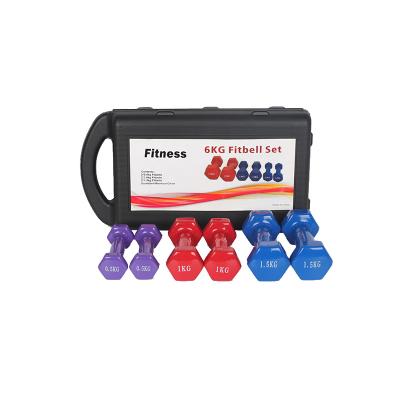 China Wholesale Durable Colorful Rubber Vinyl Dumbbell Commercial Dumbbell Set For Women for sale