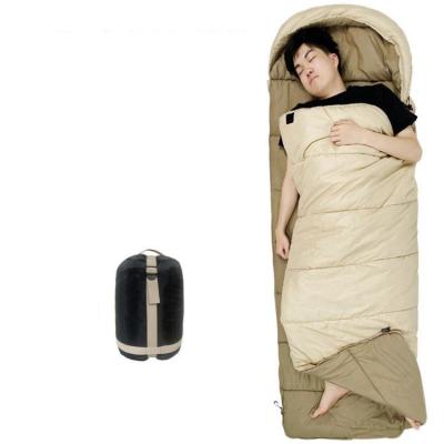 China Portable OEM Warm Custom Warm Adult Hooded Envelope Down Cold Weather Winter Camping Outdoor Sleeping Bag for sale