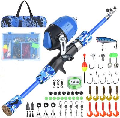 China Color Screen Children's Telescopic Fishing Rod Combination Set With Fishing Reel And Baits Waterproof Nylon Fishing Tackle Bag for sale