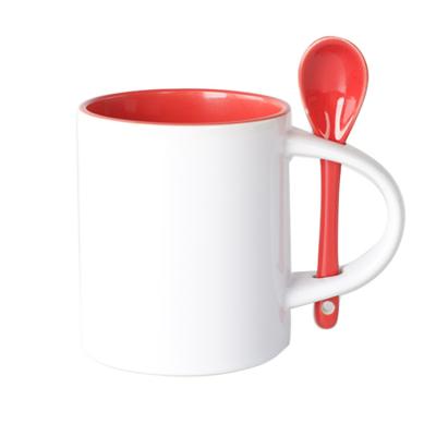 China Viable Wholesale 11oz Cheap Sublimation Empty Mugs With Spoon for sale