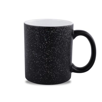 China 11oz Sustainable Sublimation Black Glitter Coffee Mugs With Regular Handle for sale