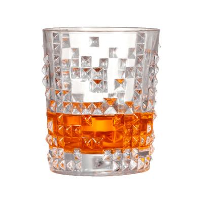 China Old Fashioned Lead Free Glassware 315ml Diamond Whiskey Glasses Clear Etching Premium For Vodka Cocktail for sale