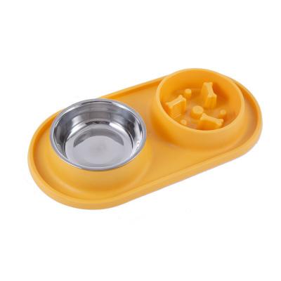 China Wholesale Viable Non-Slip Drinking Pet Food Bowl Dog Bowl Pet Feeder Stainless Steel Slow Food Bowl - Digestion Aids OEM for sale