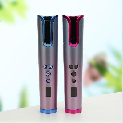 China New USB Hair Curler Curling Iron Wireless Automatic LCD Display Dazzle Color Charging Wireless Automatic Curling Iron for sale