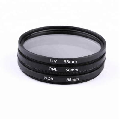 China Optical Glass +Aluminum Alloys ND Filter Combo Kit + Lens UV Hood Cap 58mm For Canon Camera for sale