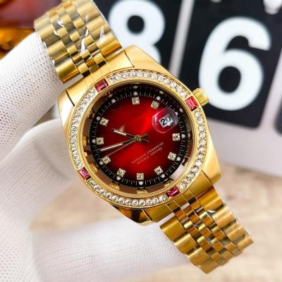 China Automatic Date Diver's Watch Stainless Steel Luxury Women's Watches With Ruby Men's Rinstone Wrist 18K Couple Jewelry Couple for sale