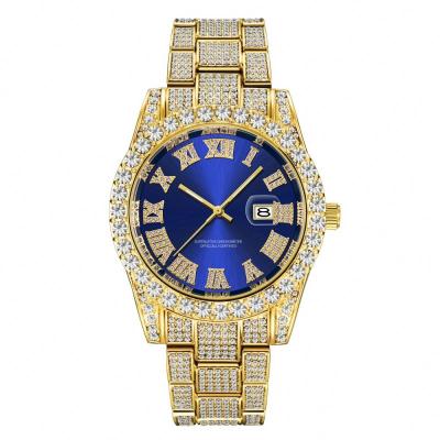 China Date Mens Bling Hip Hop Automatic Watch Fully Crushed Diamond Luxury Brand Stainless Fahion Wrist Fashion Iced Out for sale