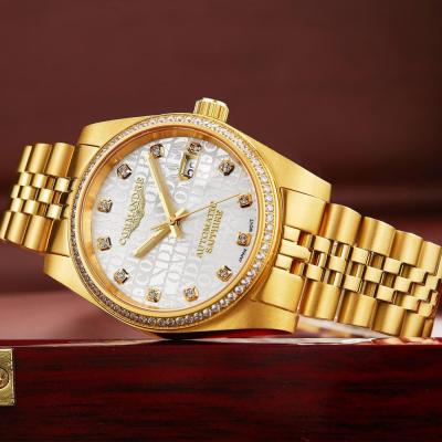 China Automatic Date Watches Men's Wrist Waterproof Gold Hip Hop Watch Ladies Dress Mens Hand Brand Iced Out Bling Chronograph Set Casi for sale