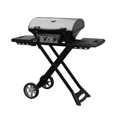 China Adjustable Height Portable Folding Gas Grill With Wheels For Camping for sale