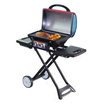 China Easily Assembled Folding Electronic Gas BBQ Grill With Cart for sale