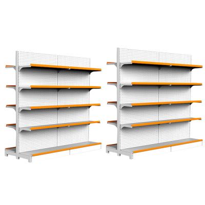 China Single Sided / Double Sided Heavy Duty Cold Rolled Steel Supermarket Shelves Dimensions Store Shelves for sale