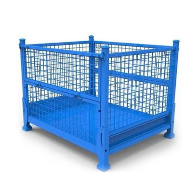 China Corrosion Protection Customized Stacking Foldable Metal Tire Shelf Storage Rack Pallet Nestainer Rack for sale