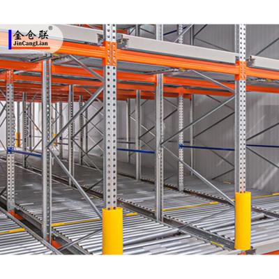 China Hot Sale Industrial Warehouse Gravity Corrosion Protection Automatic Flow Rack Sliding Shelf Roller Racking for sale