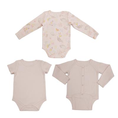 China OEM 100% cotton support pajamas 3 pieces one set wholesale button jumpsuit 100% cotton short boy set baby rompers for sale