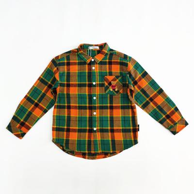 China wholesale Anti-wrinkle design plaid boy shirt new sheath long kids plaid shirts with button and embroidery kids casual shirts for sale