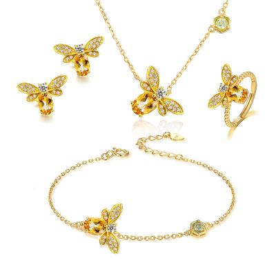 China CLASSIC V&R Fashion Jewelry 18K Gold Plated Zircon Cute Honey Bee Jewelry Sets for sale