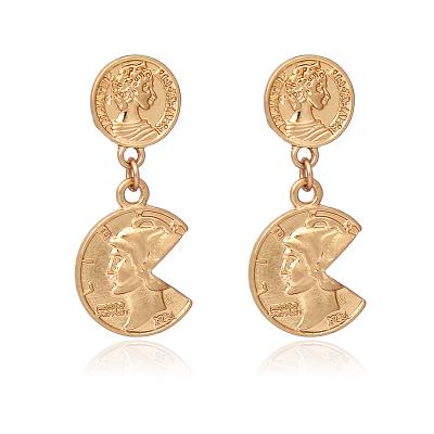 China Worn Office/Geometric Gold Coin Alloy Stud Earring Jewelry Women Quarry V&R Jewelry for sale