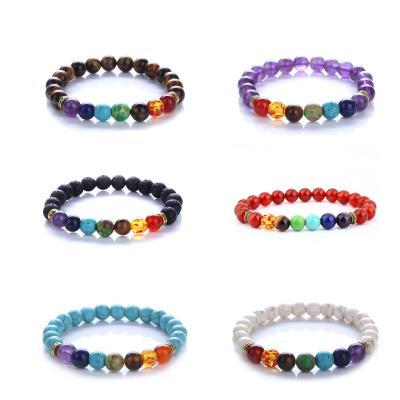 China TRENDY V&R 7 Chakras Aromatherapy Essential Oil Diffuser Bracelet Braided Rope Yoga Beads Men Bracelet Natural Stone Bracelet for sale