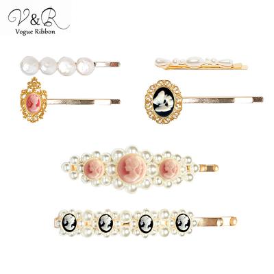 China Alloy V&R Fashion Hair Jewelry Vintage Design Graceful Gold Plated Portrait Hairpin For Women for sale