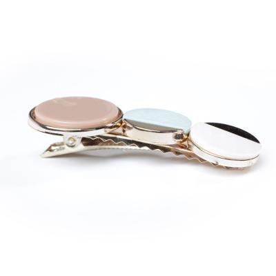 China TYFC-0614 V&R Modern Design Colorful Cabin Gold Plating Hair Clip Acetate Shiny Round Hair Clip 6.1*2.6cm for sale