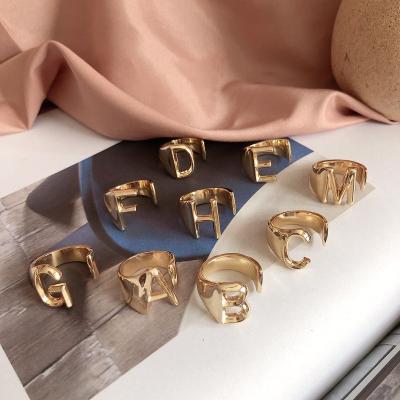 China Office/Career V&R Jewelry Rings 2019 New Alphabet A-Z Resizable Gold Plated Letter Stancking Rings for sale