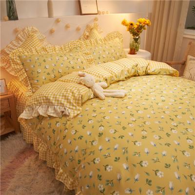 China Factory Direct Sales Soft And High-Quality Popular Lace Plant Cashmere Bedding Set For Home/Hotel for sale