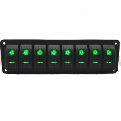 China Waterproof Car Bus Marine Truck Camper Vehicles Ambulance 8 Strip 5-Pin Marine Switch Panel With Green LED Light For Car Marine Truck Camper Vehicles Ambulance for sale