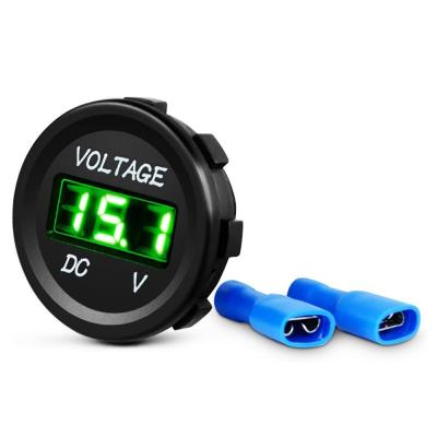 China Car Bus Marine Motorcycle Waterproof DC 12-24V Green LED Digital Display Voltmeter is used for vehicle and boat voltage test for sale