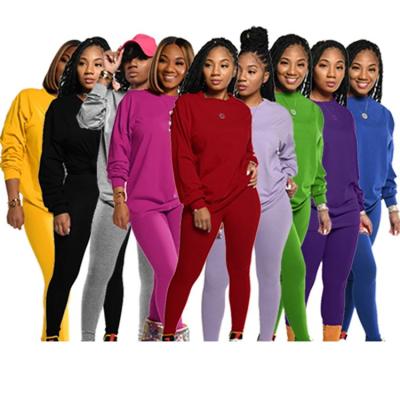 China Anti-pilling ONE Newest Design Sport Solid Color O Neck Pant Sets 2021 Casual Women Sets Two Piece Women's Suits for sale