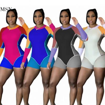 China High Quality SINGLE Anti-pilling Yoga Overalls Women Skinny Jumpsuits Long Sleeve O Neck And Short Rompers Rompers for sale