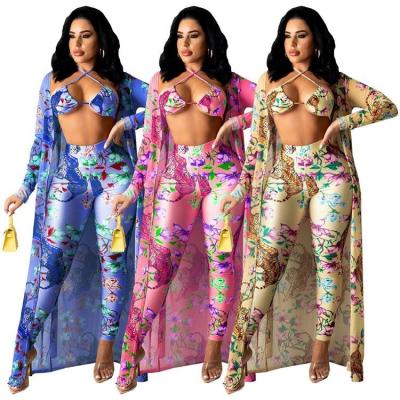 China Anti-pilling ONLY fashion floral bikini 2021 3 piece swimsuit swimwear women beach wear fashion clothes for sale