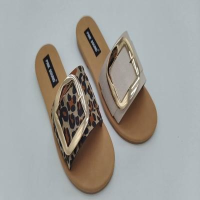 China Fashion Trend New Arrival Leisure Leopard Touch Women's Slippers SOLE Women's Shoes Open Toe Outer Wear Slippers for sale