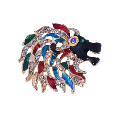 China 2021 New Big Diamond Color Lion Brooch Women's Alloy 20386-3 Brooch for sale