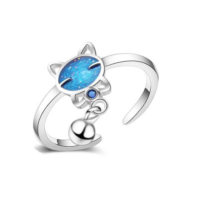 China 20218-8 Silver Women's Cute Cute Opal Pet Paw Ring For Adjustable Blue Animal Lovers for sale