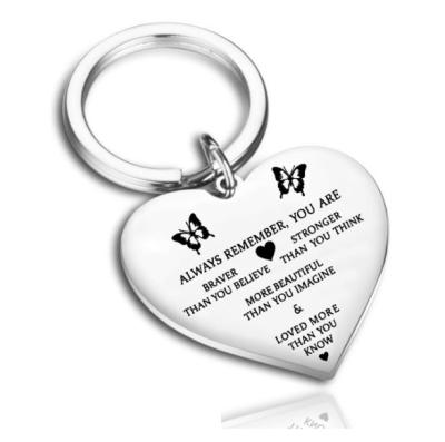 China 00525-4 Alloy Mother's Day Thanksgiving Gift Jewelry Keychain Heart Shaped Engraved Letters Love Key Chain Pendant To Dear Mom for sale