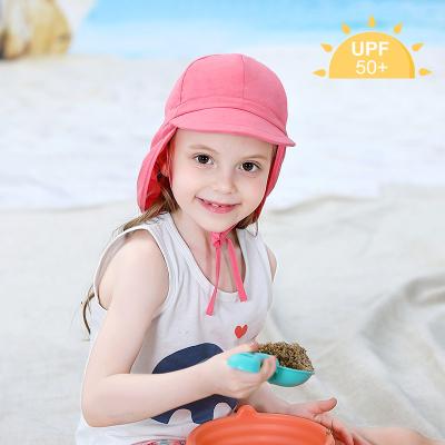 China Neck Cover 46cm Childrens Beach Hats Wide Brim UPF 50+ 100% Polyester for sale