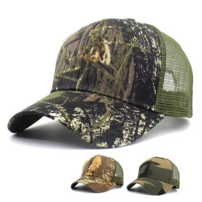 China ISO Approved Camouflage Mesh Cap 3D Embroidered Trucker Hat 6 Panel for sale