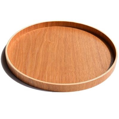 China European Exquisite Bamboo Contracted Round Style Logo Plate Water Coffee Cup Tray Liveroom Kitchen Wood Tea Custom Fruit Dish Dinner Dish for sale