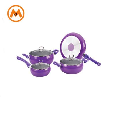 China 7 Pcs Sustainable Aluminum Kitchen Cookware Set With Glass Lid for sale