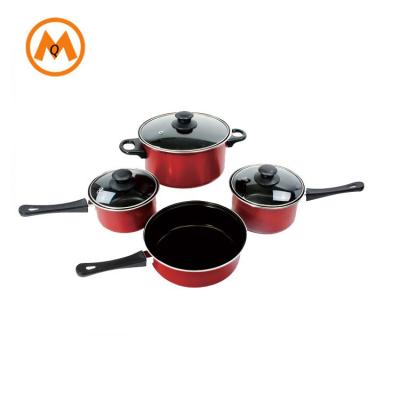 China Sustainable 7pcs Carbon Steel Non-Stick Cookware Set for sale