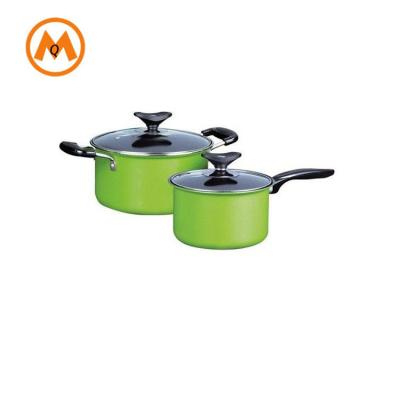 China Sustainable Green Kitchen Pan Kitchen Pots And Cookware In Non Stick Liner for sale