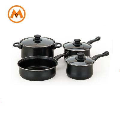 China Sustainable Black Pots And Pans Deep Cookware Sets In Carbon Steel Set Of Cooking Pots for sale