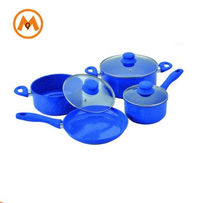 China Sustainable blue sky cooking pots and pans ceramic cookware set casserole set for sale