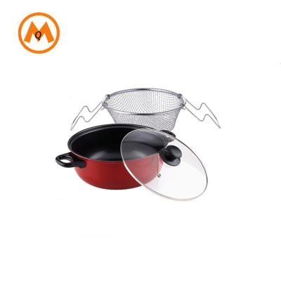 China Sustainable Hot Sale Carbon Steel Non Stick Deep Fryer Pot Iron Skillet for sale