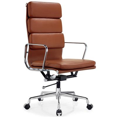 China Luxury Brown Leather Executive (Height) Office Adjustable Large Soft Back Chair Pad for sale